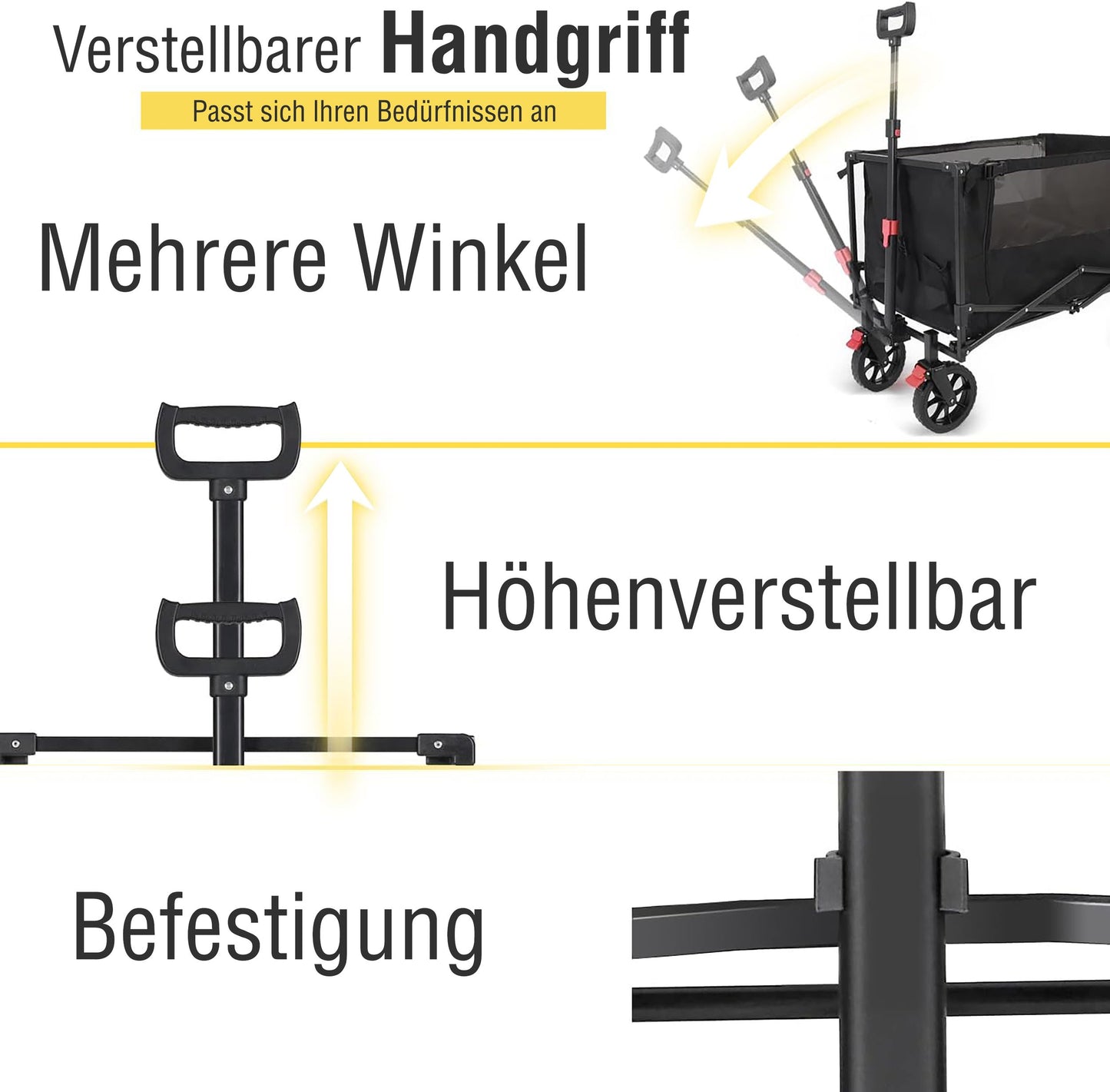 Faltbarer Bollerwagen mit Geländereifen 160L 150KG