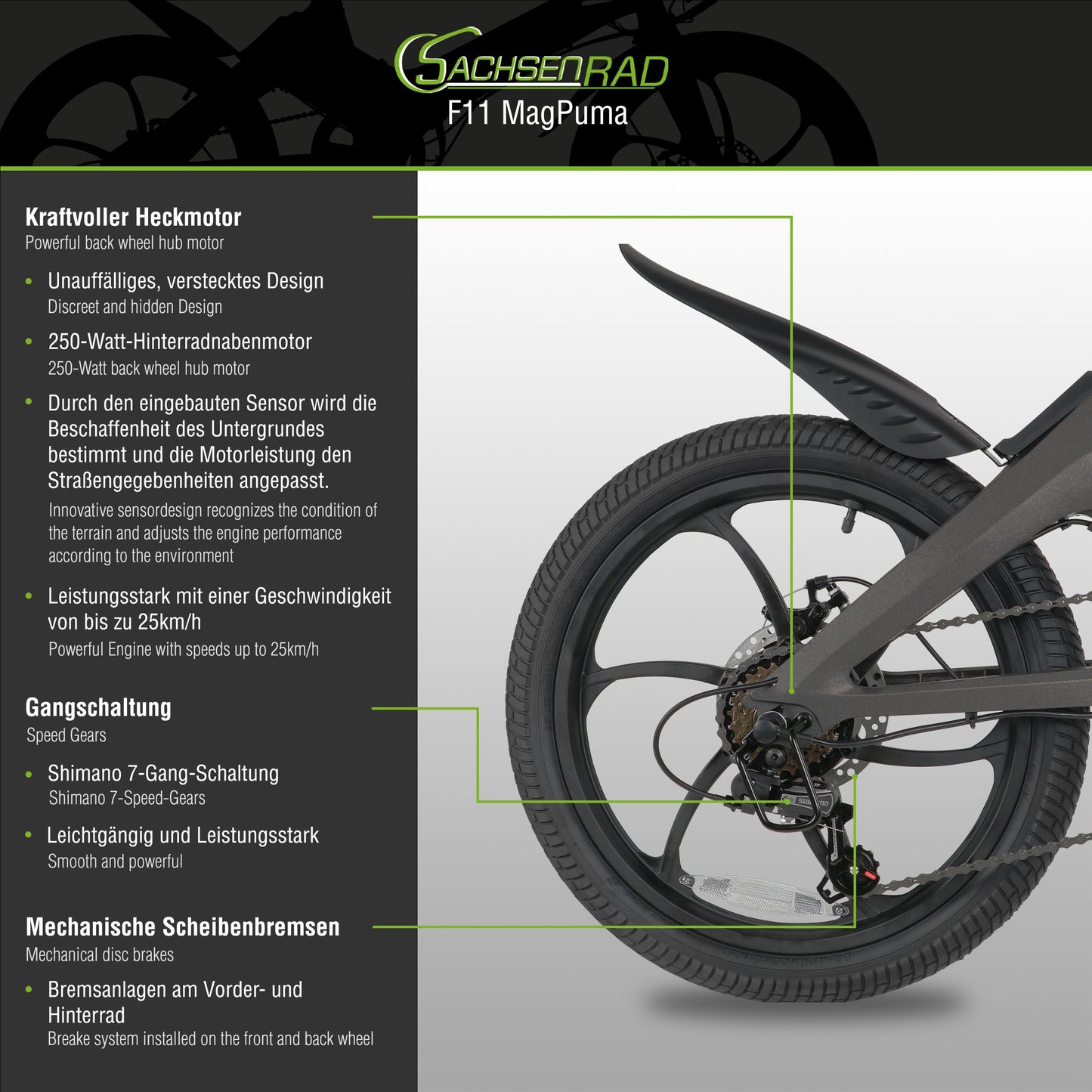 E-folding bike F11 MagPuma with transport bag