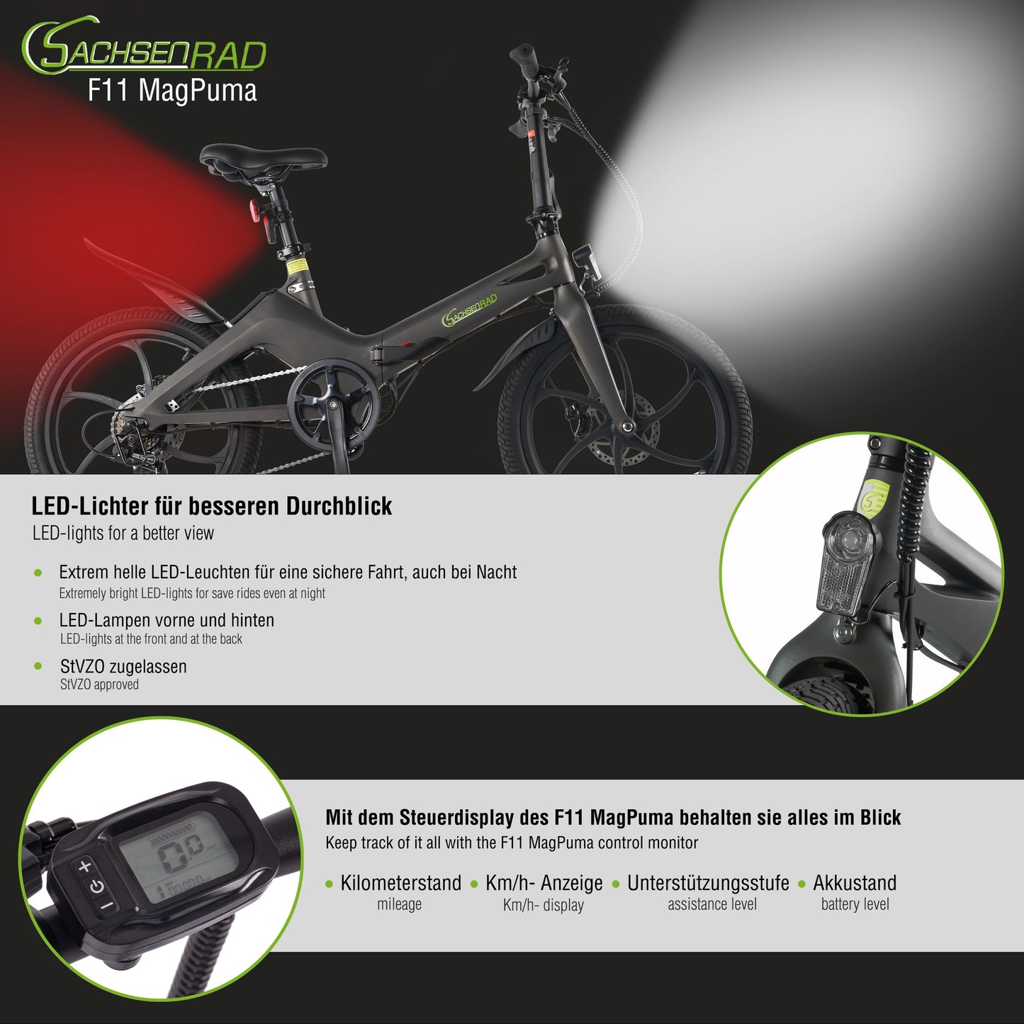 E-folding bike F11 MagPuma with transport bag