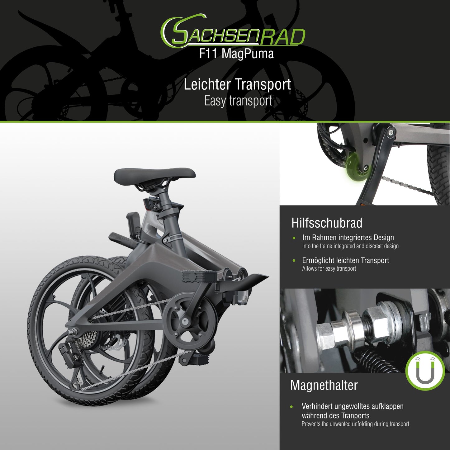 E-folding bike F11 MagPuma with transport bag