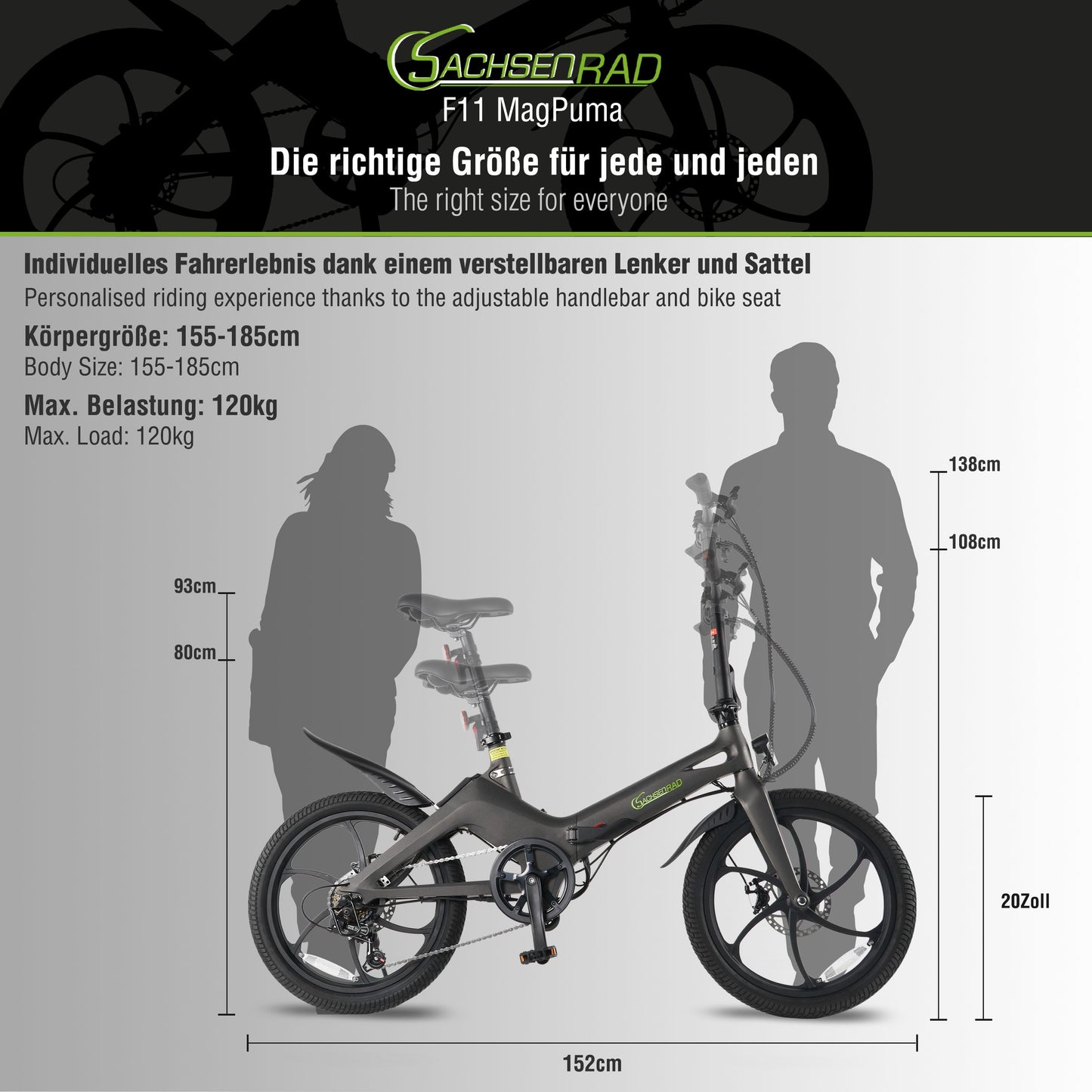 E-folding bike F11 MagPuma with transport bag