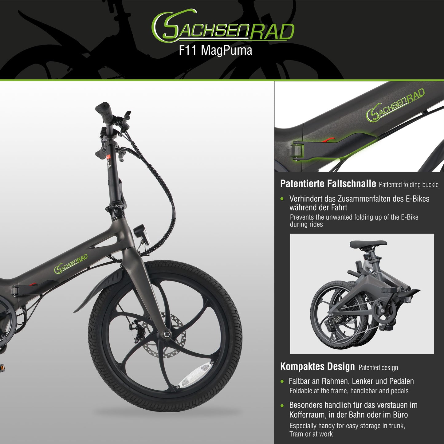 E-folding bike F11 MagPuma with transport bag