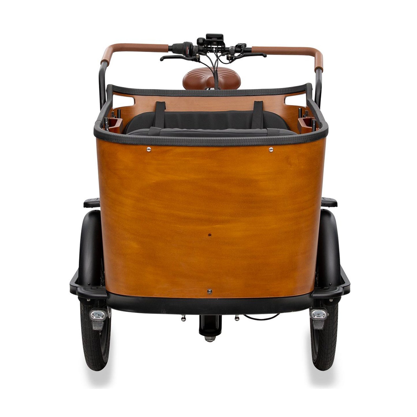 SachsenRAD E-Lastenrad T2 Grand Vintage von hinten, Lastenrad, Transportrad, Cargobike, E-Lastenfahrrad, Elektro-Lastenrad, E-Bike, Leipzig, kaufen, Kinder, Familie, Transport, Shimano 7-Gang-Schaltung, Hydraulische Scheibenbremsen,