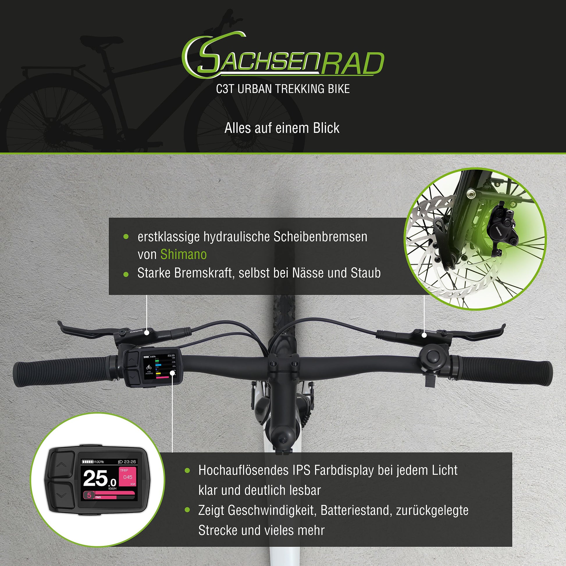 urban trekking e-bike The SachsenRAD CityBike C3T is a beautiful and lightweight e-bike for the city and for trekking tours with a low-maintenance belt drive. The 28-inch e -bike