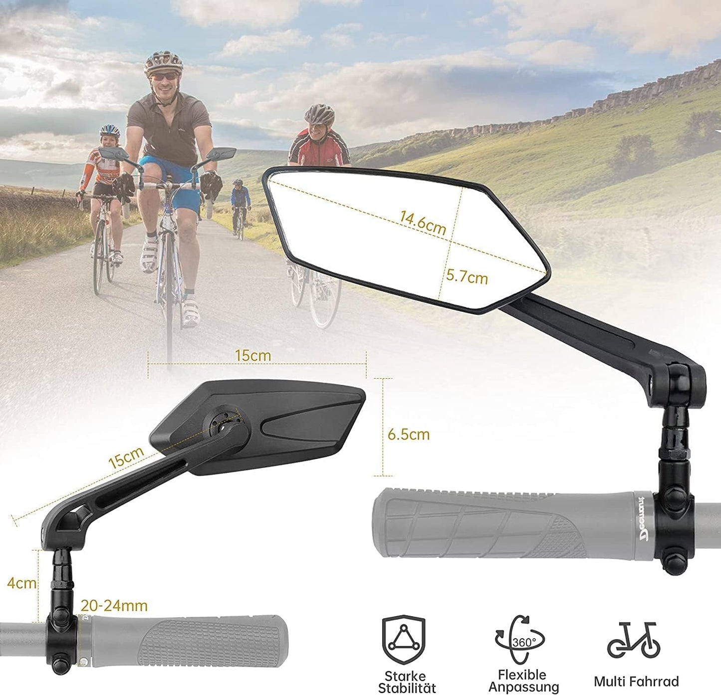 Bicycle rearview mirror set Vista
