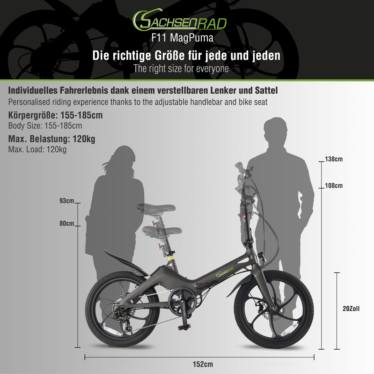 E-folding bike F11 MagPuma with transport bag 