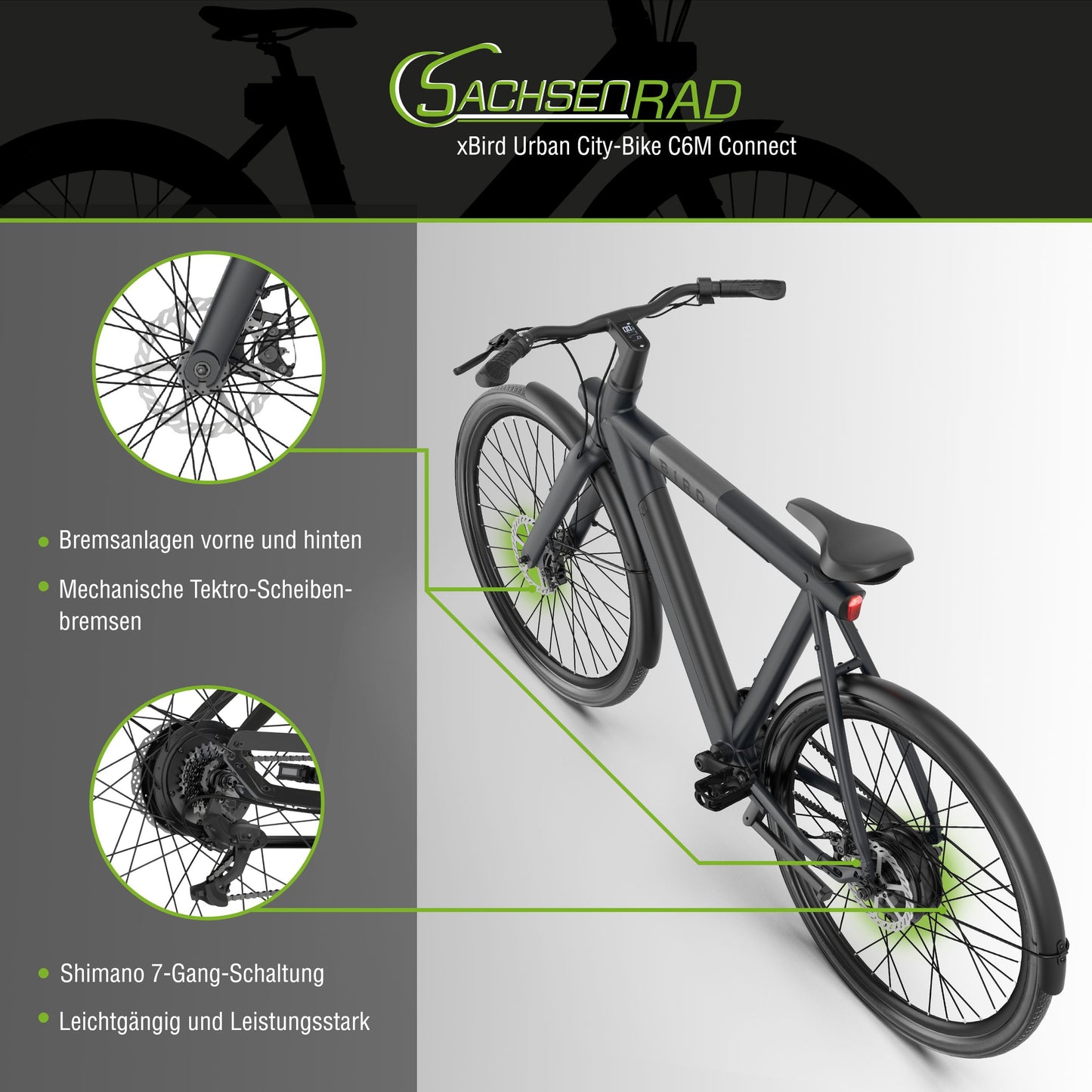 xBird Urban E-City Bike C6M Connect