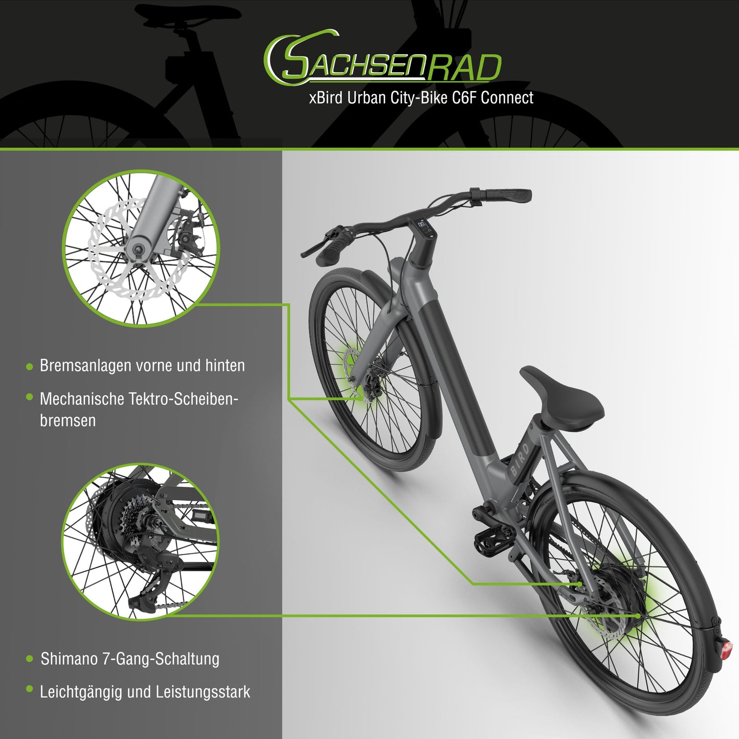 xBird Urban E-City Bike C6F Connect