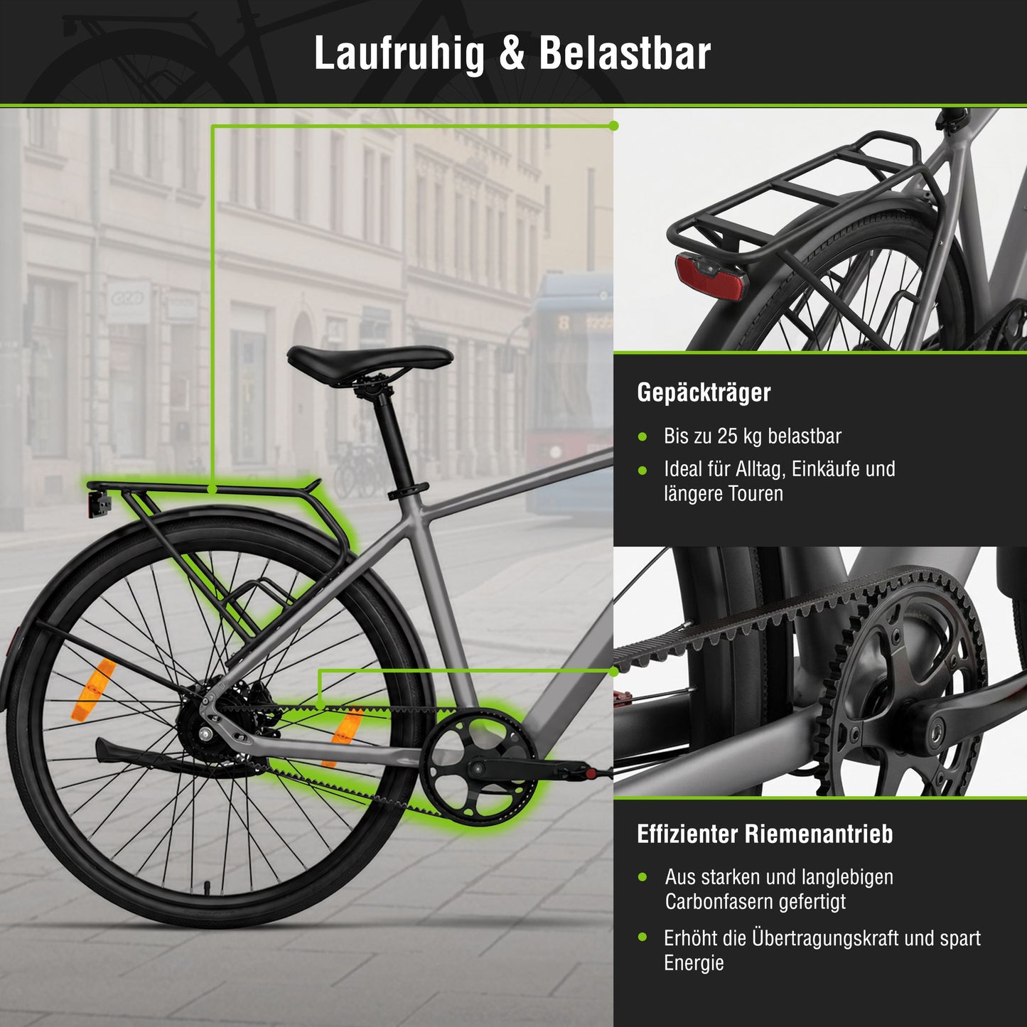 Urban City E-Bike C3M Roma II, grau, mit KI-Unterstützung