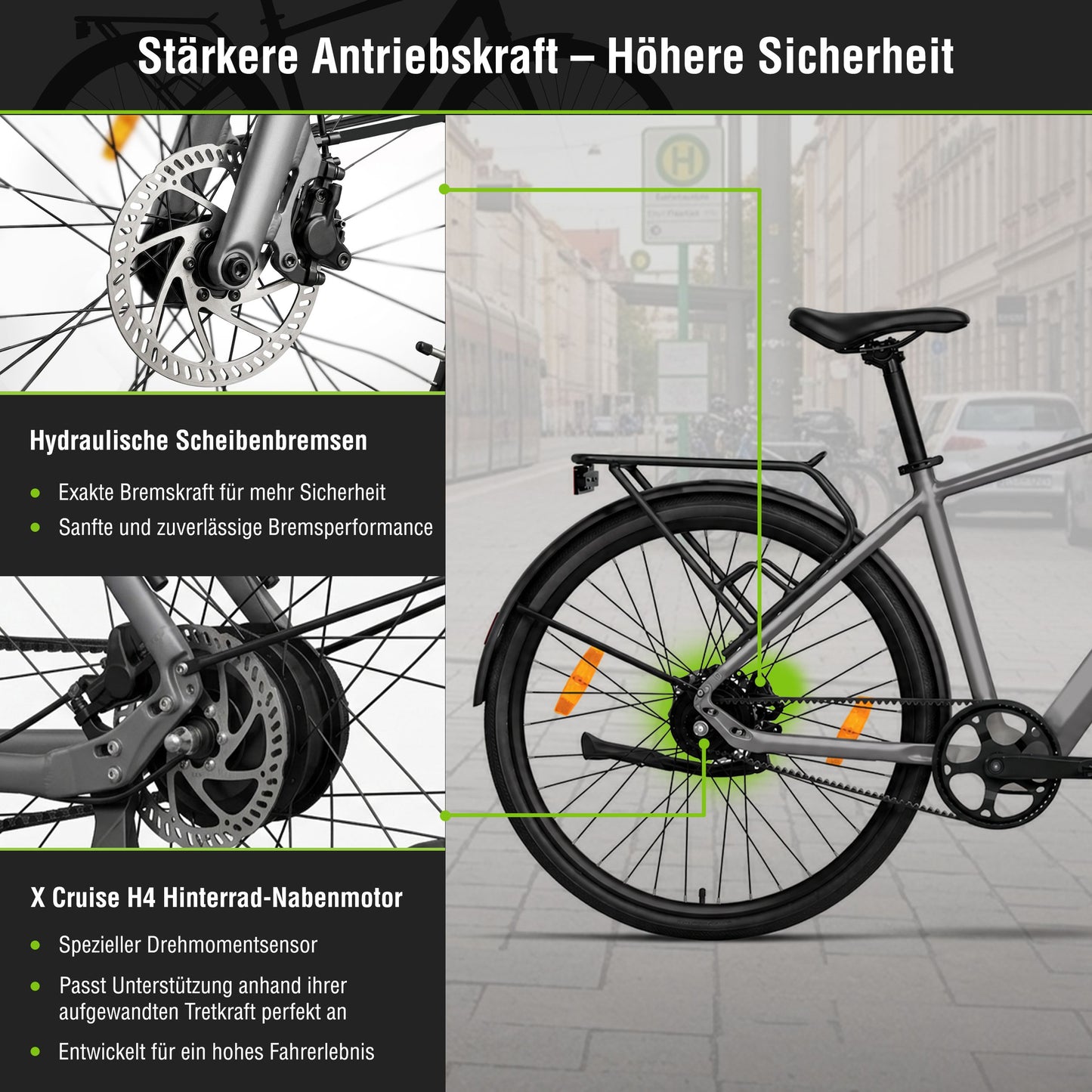 Urban City E-Bike C3M Roma II, grau, mit KI-Unterstützung
