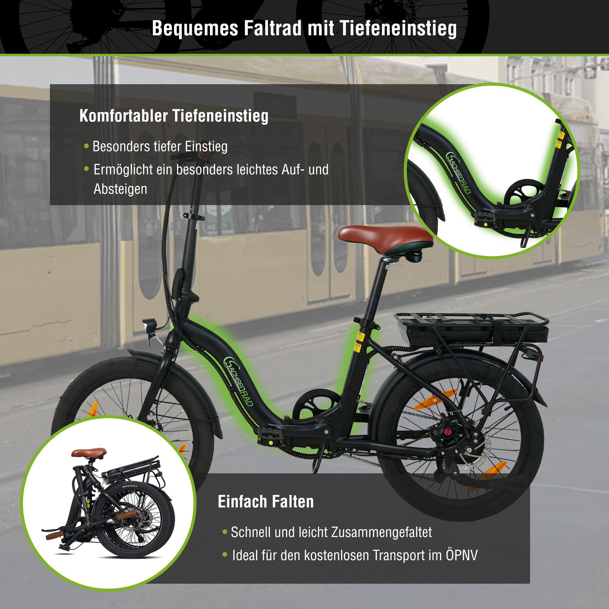 Das SachsenRAD E-Citybike F2 bietet Ihnen vielfältige Flexibilität mit sportlichem Design. Seine clevere, herausnehmbare Batterie kann leicht in Ihrem normalen Rucksack verstaut werden. Jetzt liegt es an Ihnen, wo Sie die Batterie