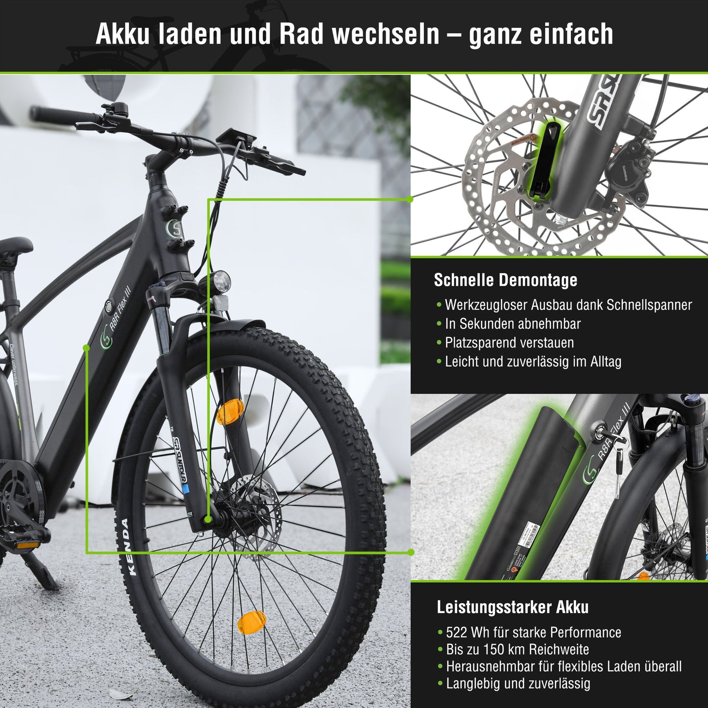 E-Trekking Mountainbike R8R Flex III  mit Riemenantrieb