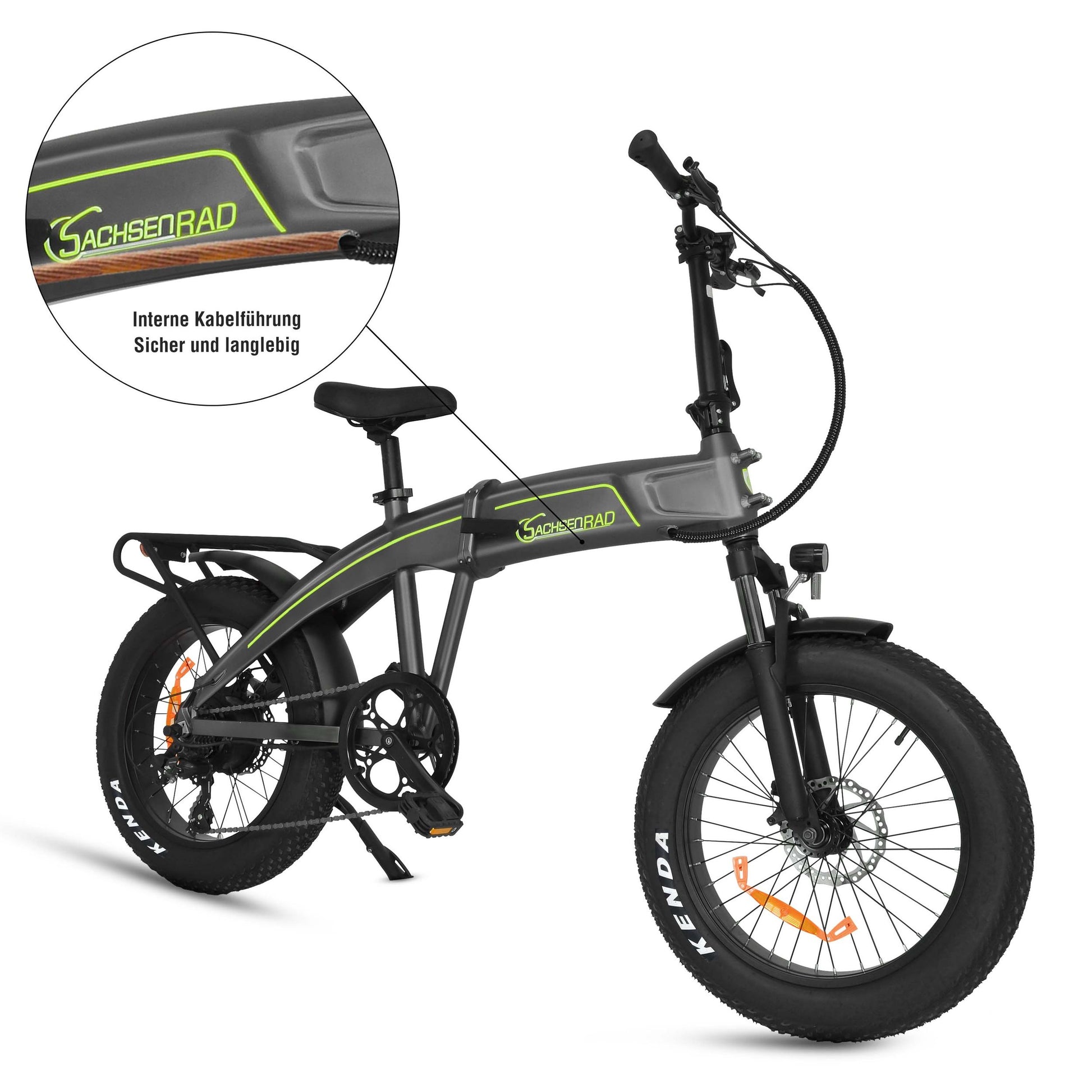 crossbike stvzo SachsenRAD E-Folding Bike Folding Bike F6 Safari 20" inch StVZO Fatbike | Internal cable routing | High-quality anodizing